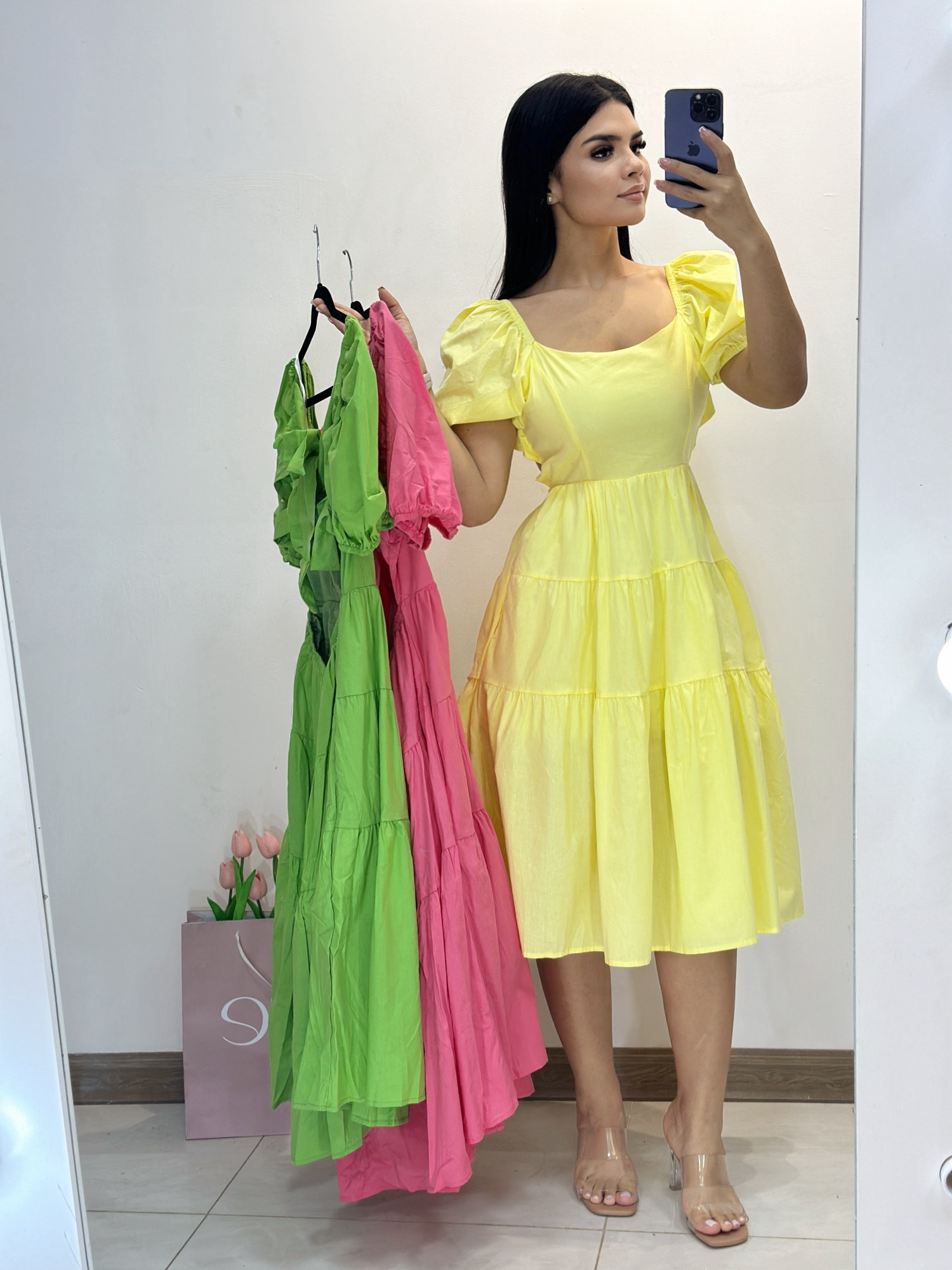 Vestido Midi con abertura espalda - Verde - Talla M